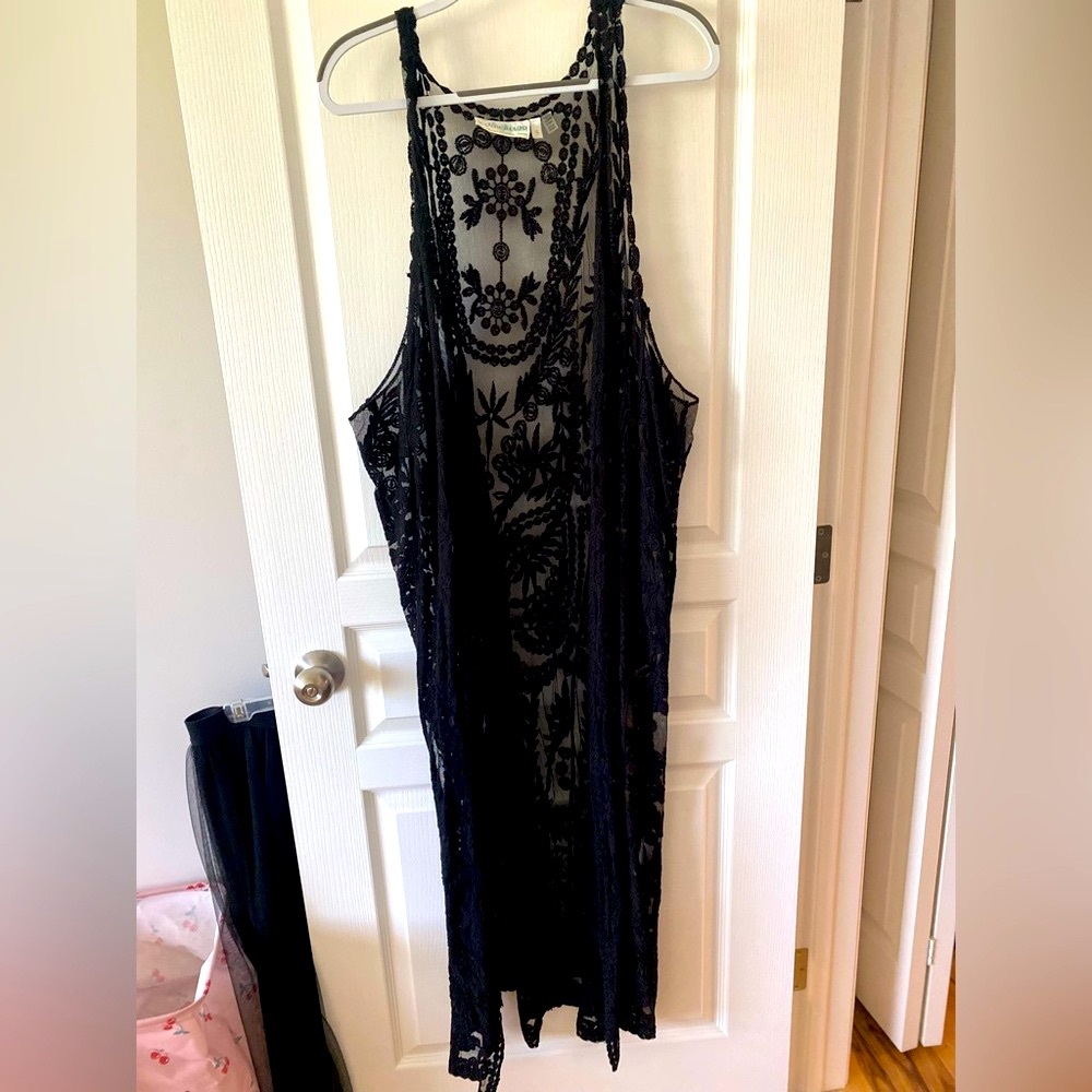 Beach coverup lace long vest